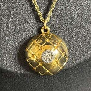 Signed Vintage Gold Rope Chain Northern Star Two Tone Pendant Necklace​